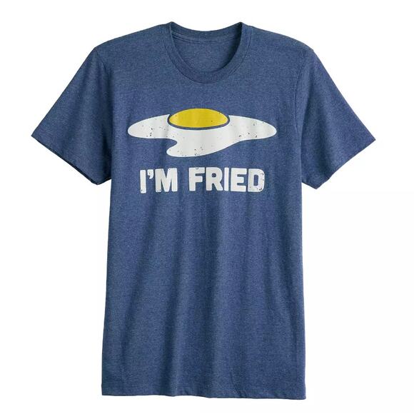 Mad Engine Shirt Graphic T Shirt Men L Blue I'm Fried Short Sleeve Shirt Casual - Picture 4 of 6